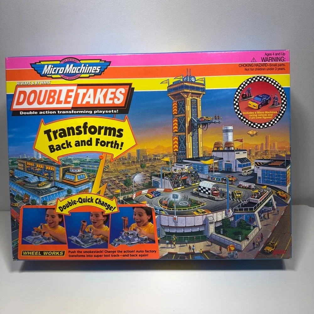 Galoob Micro Machines Double Takes Wheel Works Playset incomplete in Box
